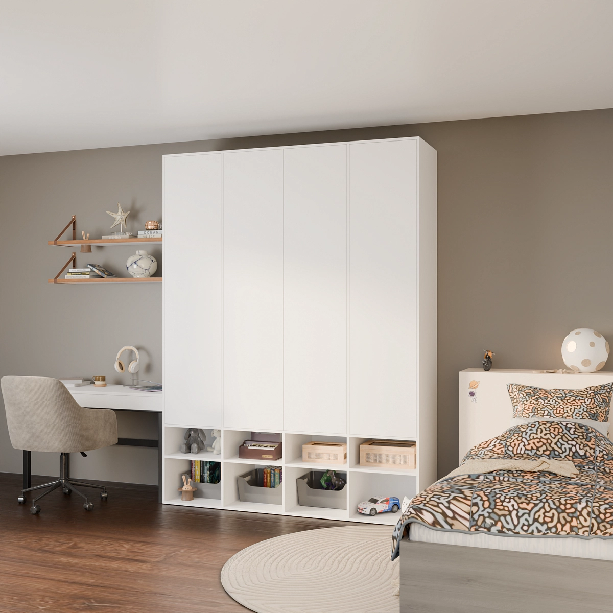 Шкаф со стеллажом  Фаварис Белый